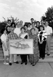 Group with a drawing of Camp Hatikvah, 1988.