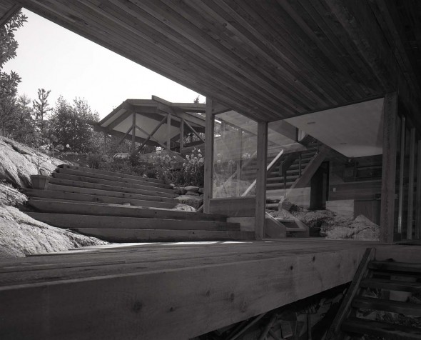 Exterior stairs of the Anton Residence (Erickson and Massey), Photo by Fred Schiffer, 1967.