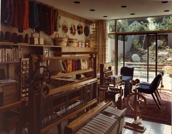 Hilde’s weaving studio in the second Gerson House, 1977. Photo courtesy of the Gerson family.