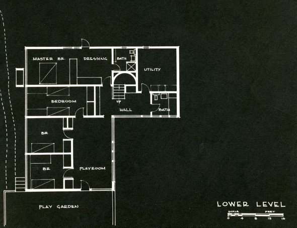 Gerson House lower level plan, 1958. Photo courtesy of the Gerson Family.