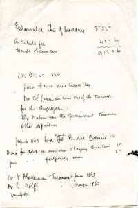 Handwritten record of the cost of synagogue (A.2015.009, box 1 file 3 letter 9).